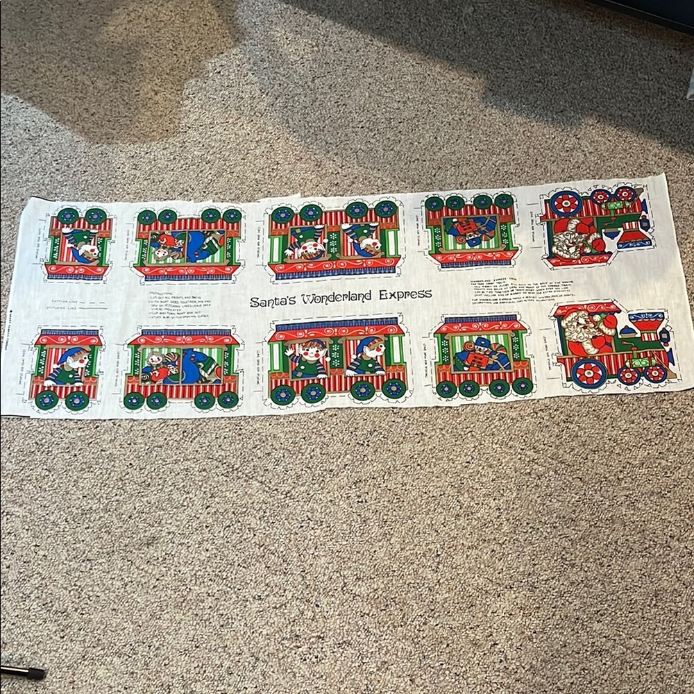 Santa's Wonderland Express Fabric Panel Manes Company Vintage Christmas Train
